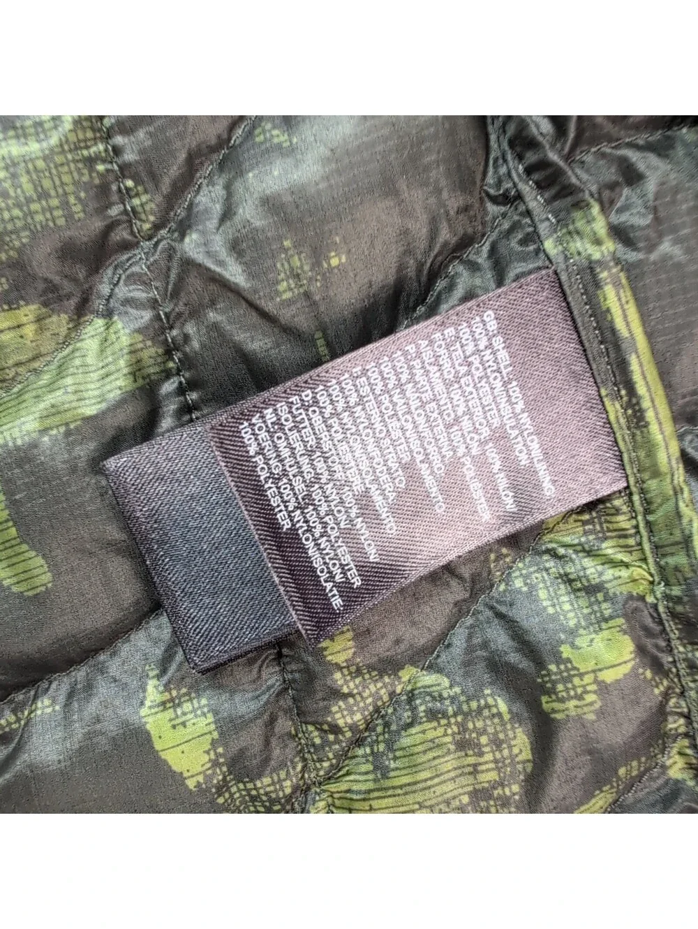 The North Face Camo ThermoBall Insulated Vest Men's Small Green Full Zip